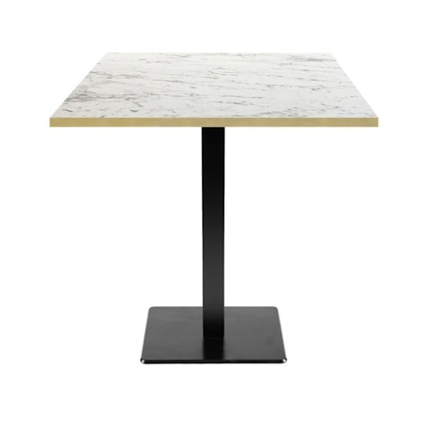 Bord 70 x 70 cm - Milan model calacatta marmor med messingkanter Vit