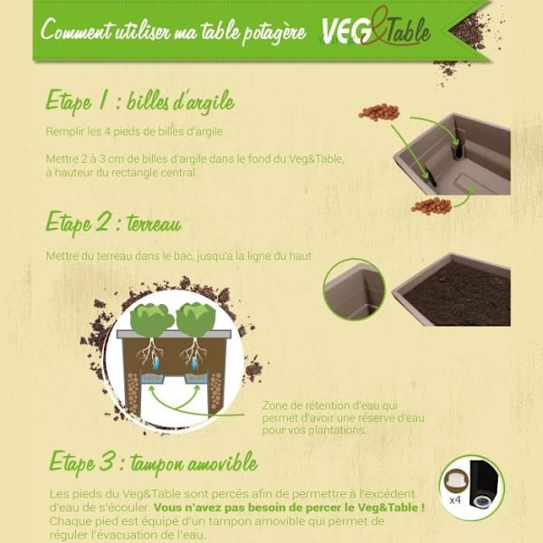 EDA Kasvispuutarha-alue City Veg&Table -pöydällä - 76 x 38,5 x K 68 cm - 57 L - Taupe Mol