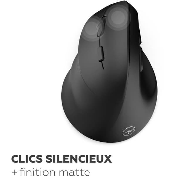Langaton hiiri - 2x Bluetooth + USB 2,4GHz - MOBILITY LAB - M30W-L - Ergonominen - Vasenkätisille - Musta