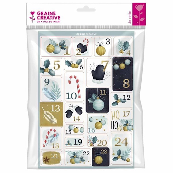 24 adventskalender klistermærker - Chic Flerfärgad