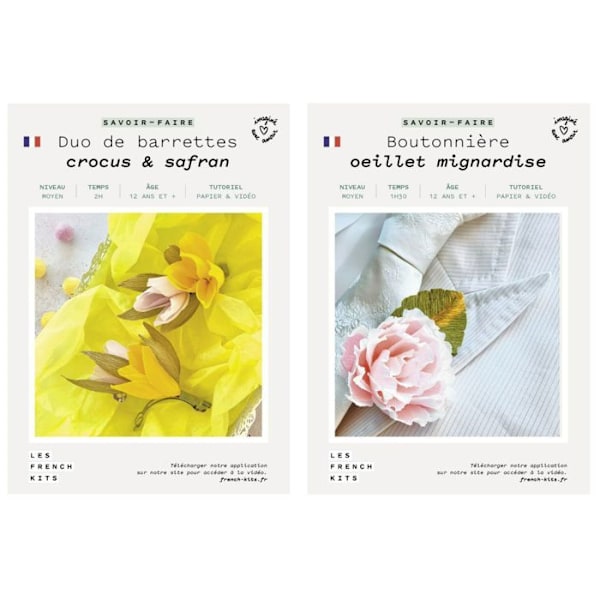 DIY papiræske - Bryllup - 2 Blomsterspænder + 1 Boutonniere Flerfärgad