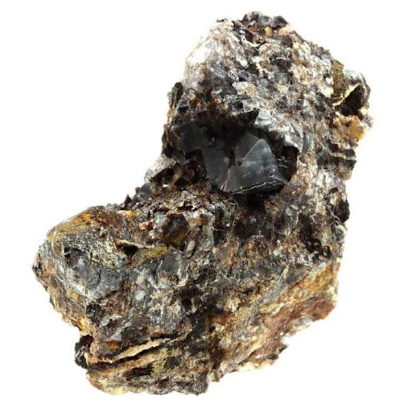 Sten og mineraler. Fluorit + Kvarts + Goethit. 3951,5 ct. La Boule, Le Kaymar, Aveyron, Frankrig.