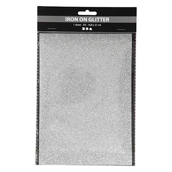 Glittersilver strykpapper - 14,8 x 21 cm Silver