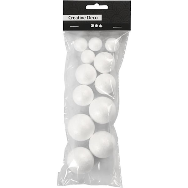 Polystyrenkulor - Ej specificerat - Ref 54305 - 3 olika storlekar - 4 stycken av varje - Vit