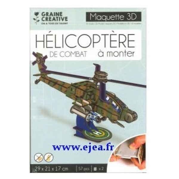 3D puslespil model - Apache Helicopter - Køretøjer og maskiner - Grøn Grön