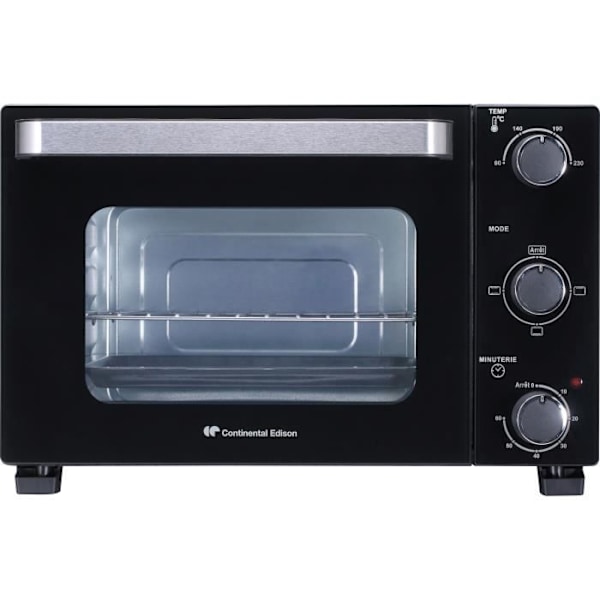 CONTINENTAL EDISON CEMF22B - Elektrisk miniugn 22L svart - 1300W - Rotisserie, Naturlig konvektion