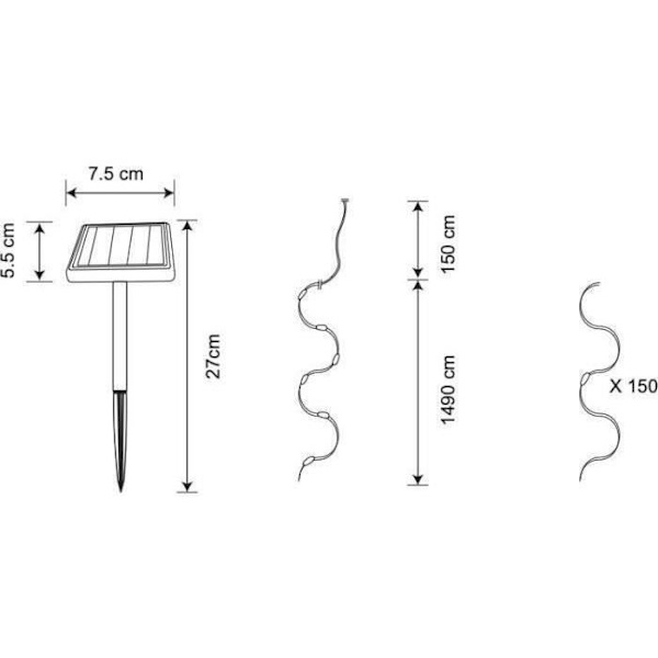 GALIX G4430 solgarland - 150 varma vita MicroLEDs - 16,4 m Vit varm