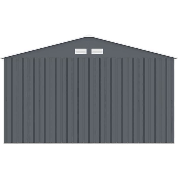 Metal havea i 12,99 m² - 340 x 382 x 210 cm - NEPTUNE - Inkluderet forankringssæt, 2 skydedøre - Grå Kolgrå