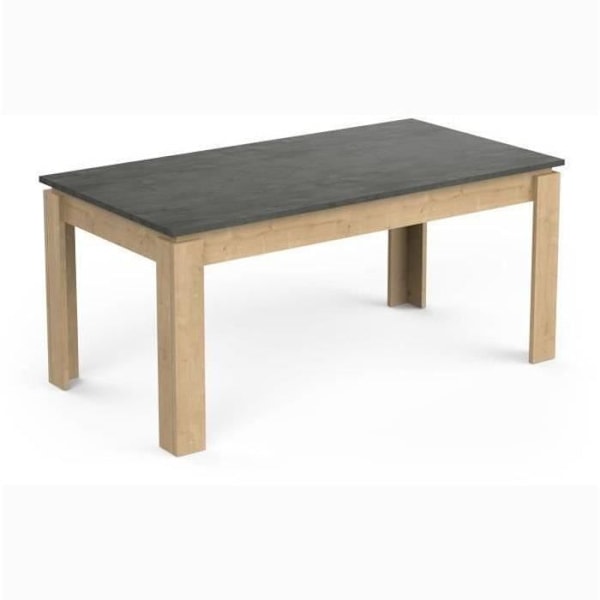 Stuesæt - AUSTIN - Spisebord 170x90 cm - Vitrine - 2-dørs skænk - Hamilton eg og grå Hamilton Ek/trottoar