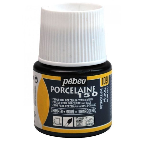 Posliinimaali - Pébéo - 150 Moire öljy N°109 - 45ml pullo - Loistavat värit - Kypsennys 150°C Blå