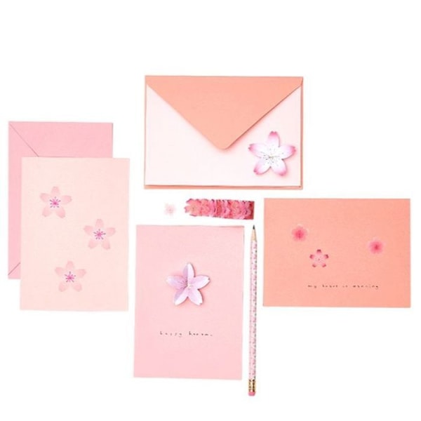 12 Sakura B6 rosa kort och kuvert Rosa