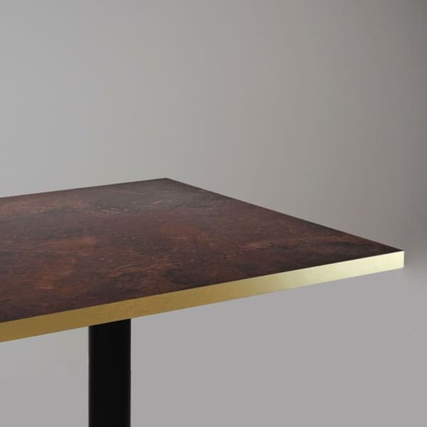 Rundt bord Ø 70 cm - Rund model, stenrust, messingkanter brun