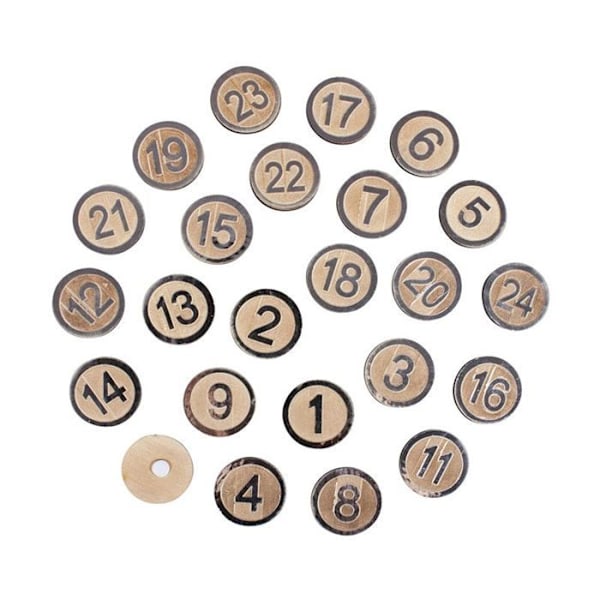 24 klæbenumre i MDF træ Adventskalender Ø 3,5 cm - Sølv Silver