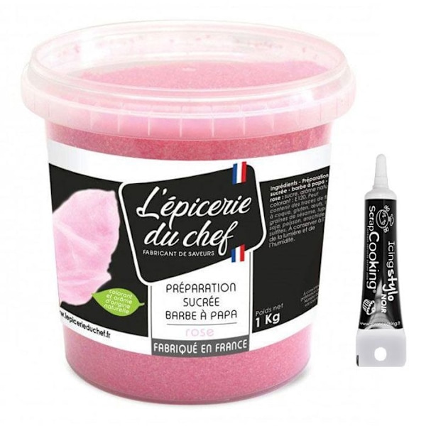 Sukker fløjlscreme rosa 1 kg + Sort glasurpen