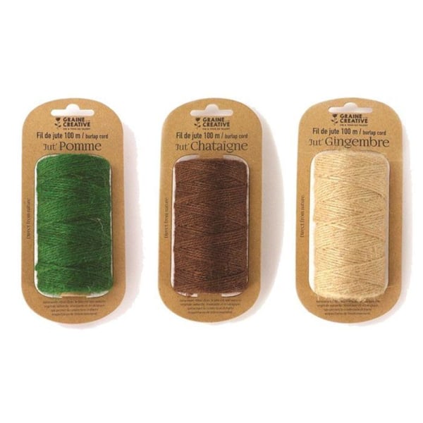 3 kelaa juuttilankaa 100 m x 2 mm - Luonto Flerfärgad