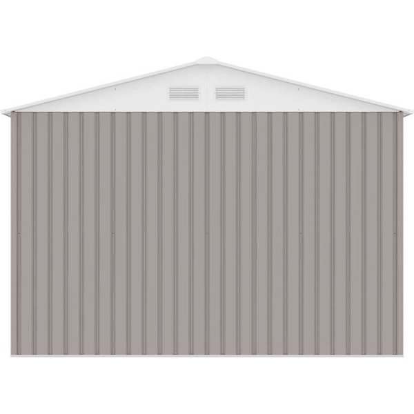 Metal havehus 8,84 m² - 277 x 319 x 202 cm - URANUS - Inkluderet ankerkit, 2 skydedøre - Taupe Mol