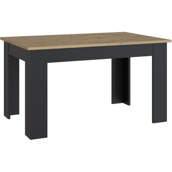 PILVI matbord - Modern stil - Melaminpartiklar - Ek och svart dekor - 4/6 personer - L 140 x D 77 x H 90 cm