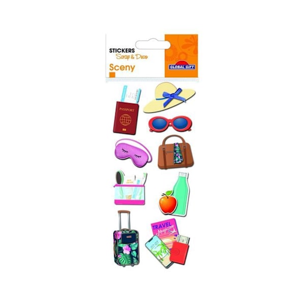 Glitter 3D klistermærker - Rejsende Flerfärgad