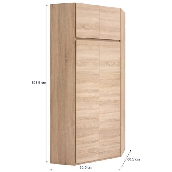 Vinkelskab - Sonoma eg dekoration - 4 døre - B 80,5 cm - ACADEMICA Sonoma ekdekor