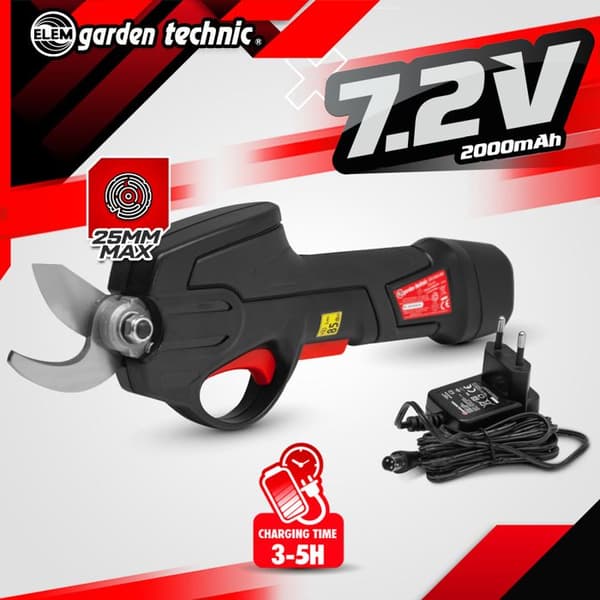 Genopladelig saks - ELEM - CS7.2VLI-24I - 7.2V lithium Svart