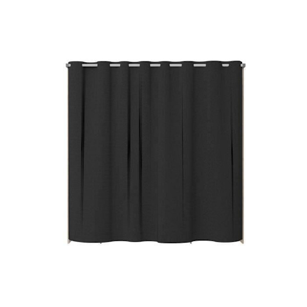 ARTIC omklædningsrum med gardin - L 198 x H 203 cm - 2 søjler + 2 garderobeskabe + 2 skuffer - Jackson eg og sort jackson ek och svart