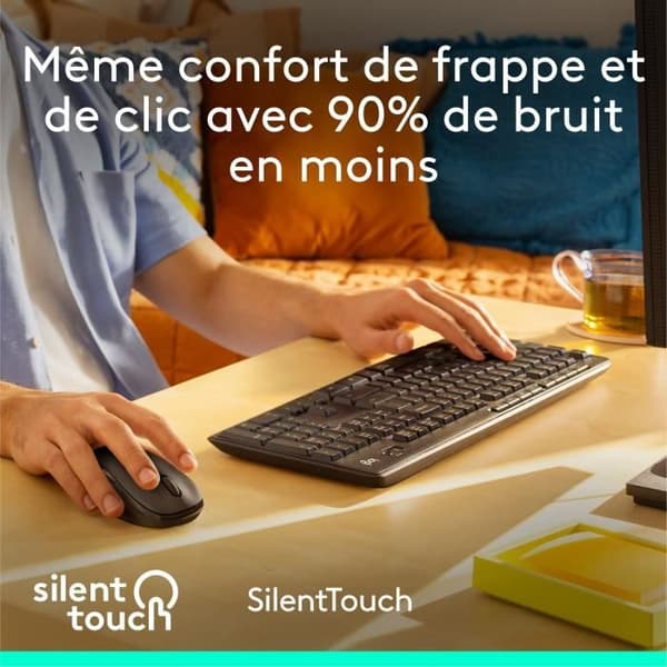 Sættet Klaver Mus - Trådløs - Logitech - MK295 - AZERTY - Sort