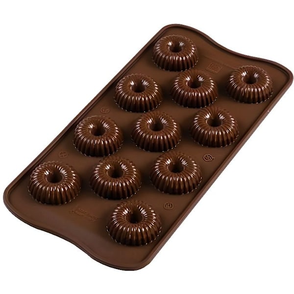 Chokoladeform - Krone - Fødevare-silikone - 11 hulrum - 3D-effekt - Brun Brun