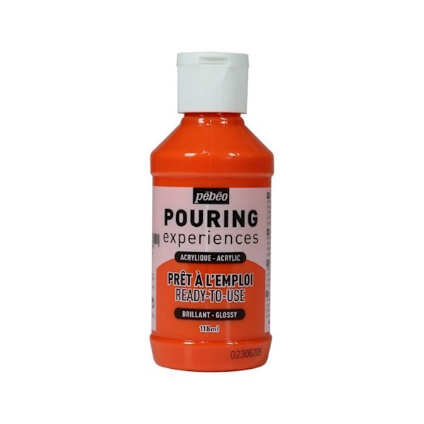 Akrylfärg - Pébéo - Pouring - 118 ml - Färg Orange - Flaska Orange