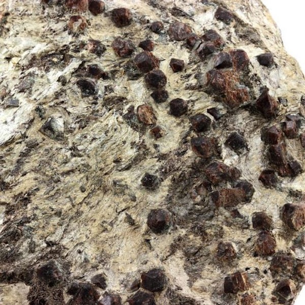 Stenar och mineraler. Almandine Granat + Mica Schist. 6228,5 ct. Otz-dalen, Tyrolen, Österrike. Röd