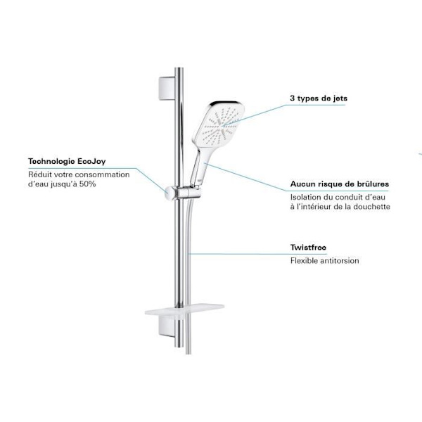 3-spray duschset med bar - GROHE Krom