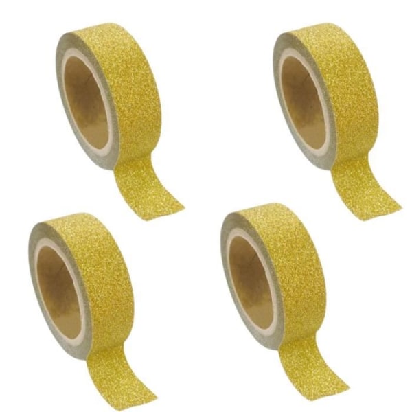 4 st glitter maskeringstejper 1,5 cm x 5 m - Guld gyllene