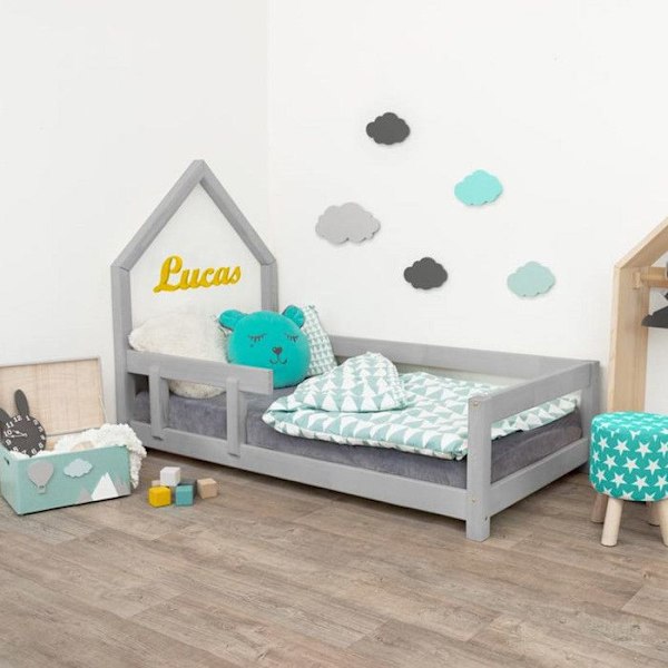 Lit cabane barnslig POPPI 90 x 180 grå 2 Grå