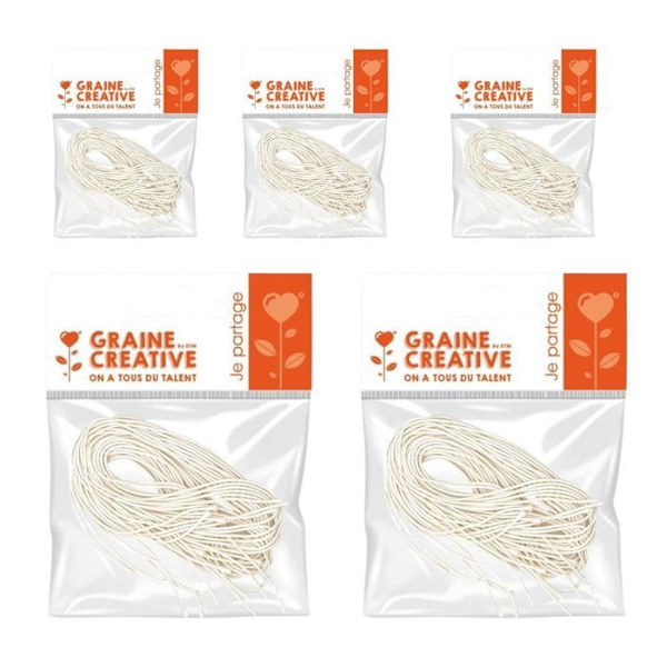 Elastikker til masker - GRAINE CREATIVE - 60 cm - 50 elastikker - Hvid - Unisex Vit