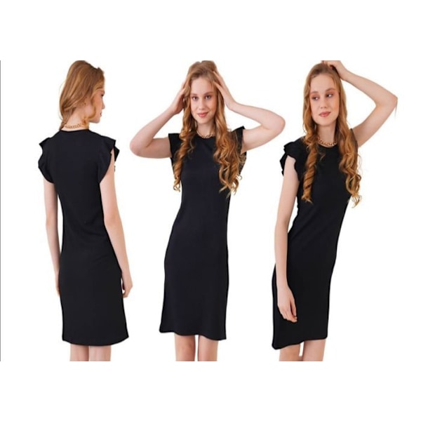 Strikekjole - Sort - Størrelse 42 - 97% Polyester - 3% Lycra - Længde 92 cm Svart 36