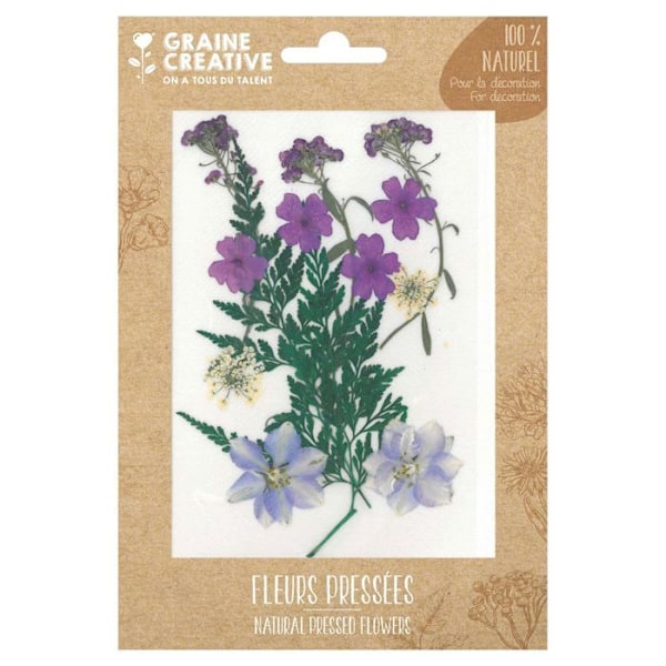 13 pressade blommor - lila äng Lila