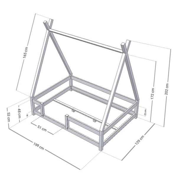 NAKANA barnhyttsäng 120 x 190 ljusgrå Grå
