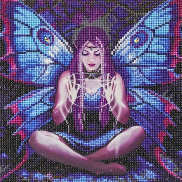 Kit Diamond - Krystal Kunst - Charme og Magi - 30 x 30 cm - Kreativ aktivitet - Til børn fra 5 år Blå