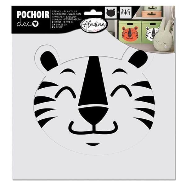 Stapelbar stencil - Tigerhuvud Vit