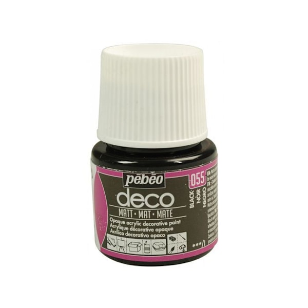 Akrylmaling - Pebeo - P.BO Déco - Matsort - 45ml - Mat finish Svart