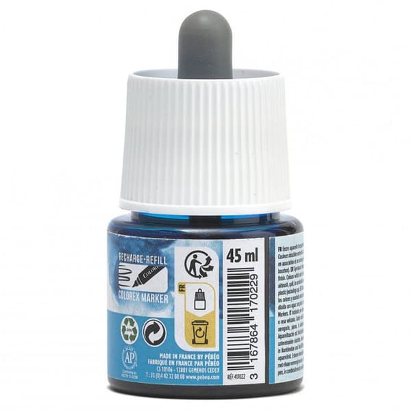 Akvarelli-Ink - PEBEO - Colorex - 45 ml - Väri Syani - Sekä Cyan