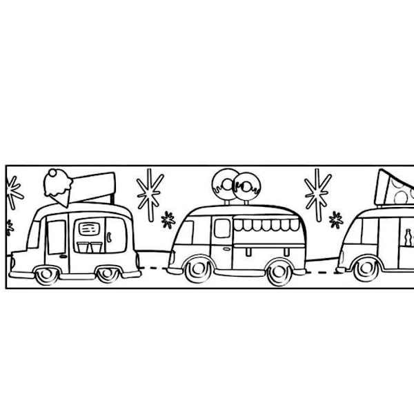 Väritysteippi suuri - Pakettiautot 4,6 cm x 5 m Vit