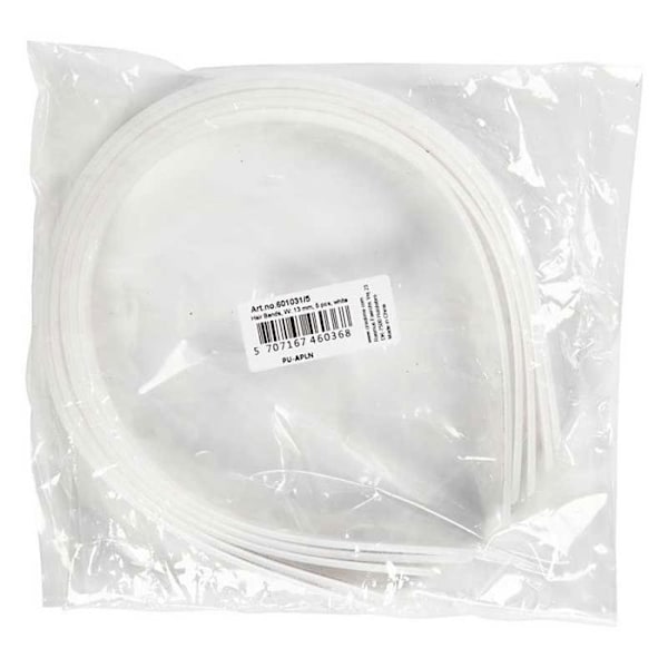 Plast diadem til at dekorere - Hvid - 13 mm - 5 stk Vit