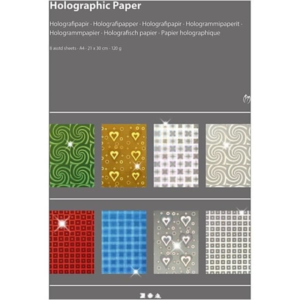 Creativ holografiskt papper A4 21 x 30 cm 120 g 8 ark - 449470