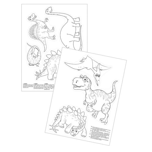 Plastik kit sindssyge - Dinosaurer - Til børn - 2 ark - 3 nøglekæder Flerfärgad
