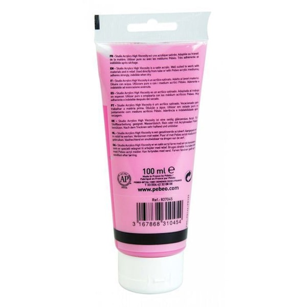 Akrylmaling - Pébéo - Studio - Lys pink - 100 ml - Satin Skrikrosa