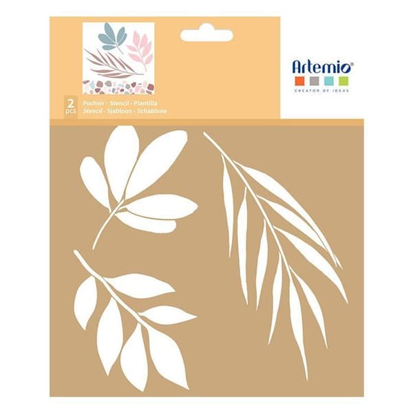 2 Kraft Terrazzo og plantestencils 20 x 20 cm brun