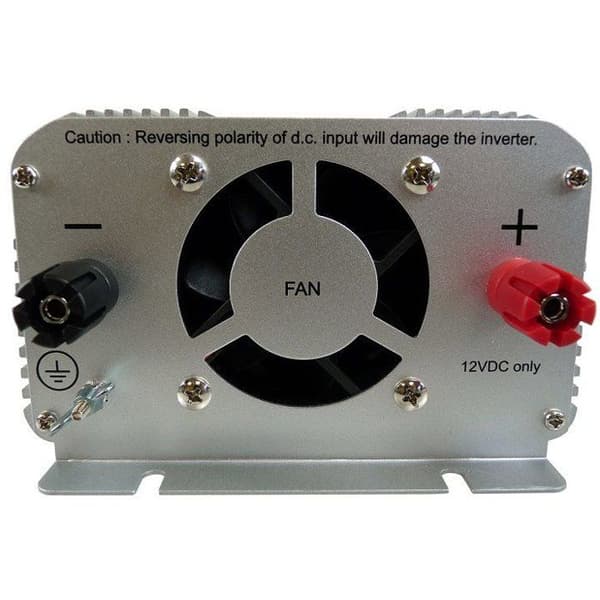 Spændingsomformer - HTC TECHNIC - 12V/220 V - Effekt 1000 W - Med 2 stikkontakter Grå