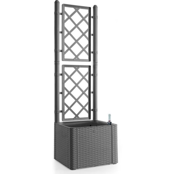 STEFANPLAST - Deluxe blomsterkasse - firkantet med grå sten espalier - 43x43xh142cm Grå