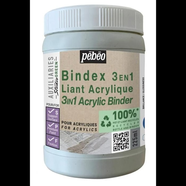 Liant Acrylique - Pébéo - Bindex 3en1 - 225 ml - Satinér - Non gulede