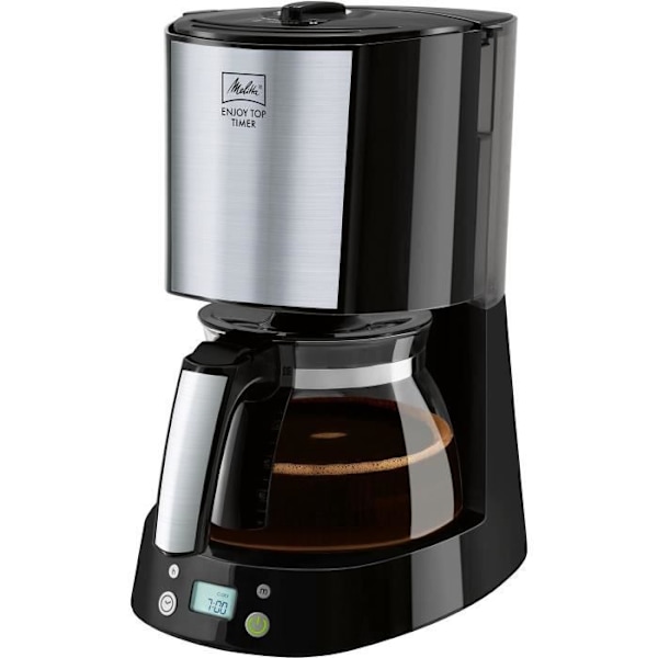 MELITTA filterkaffebryggare - Enjoy Top Timer 1017-11 svart - AromaSelector®-funktion - Antidroppsystem Stål och svart